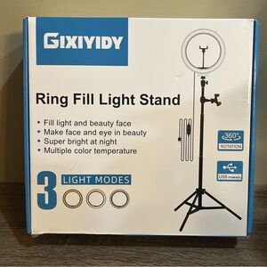 GIXIDY Ring Fill Light Stand Selfie Ring Tripod/Phone Holder NEW (damaged box)